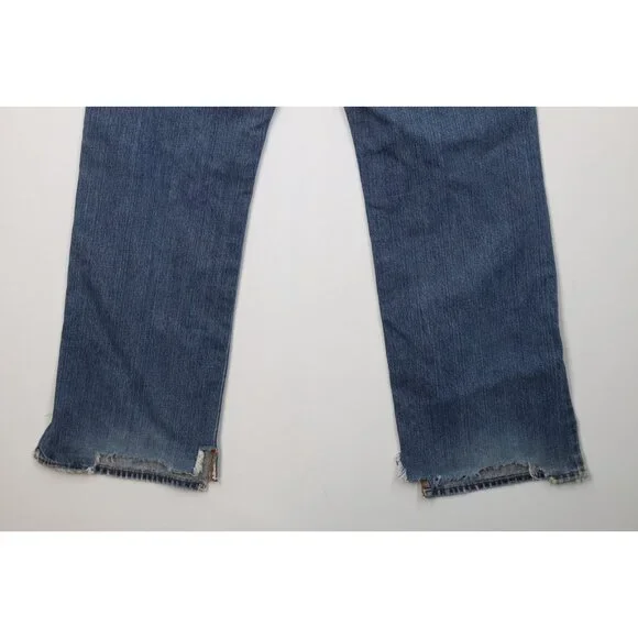 Vintage Y2K Lucky Brand Mens 32x32 Distressed Flared Wide Leg Denim Jeans Blue